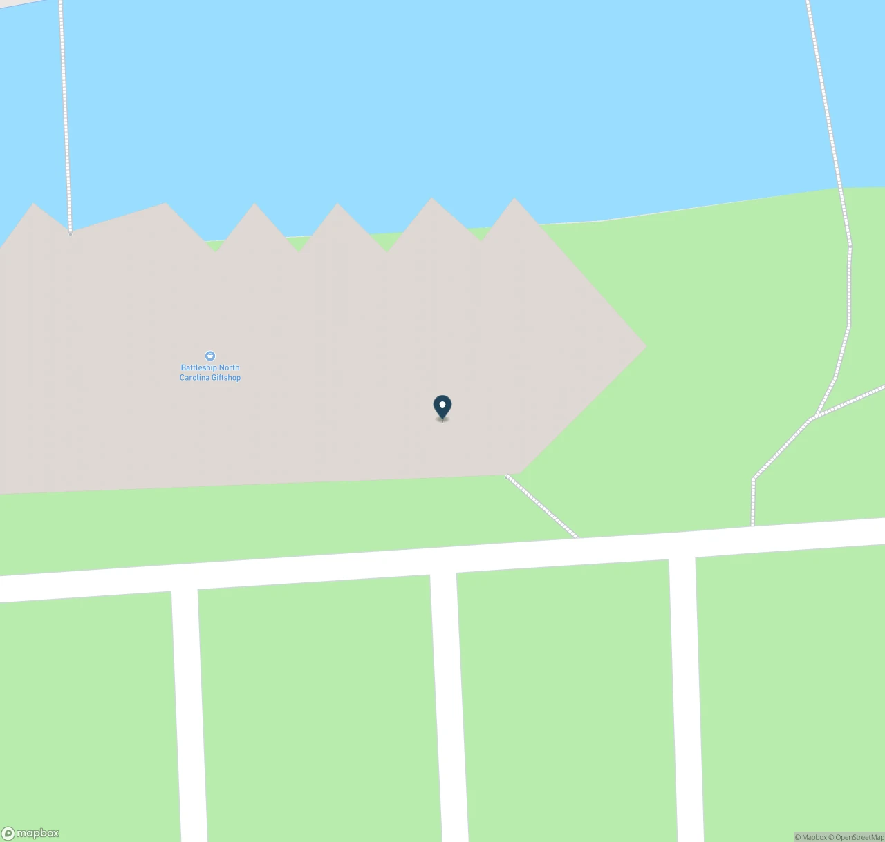 Map showing the location of Battleship NORTH CAROLINA