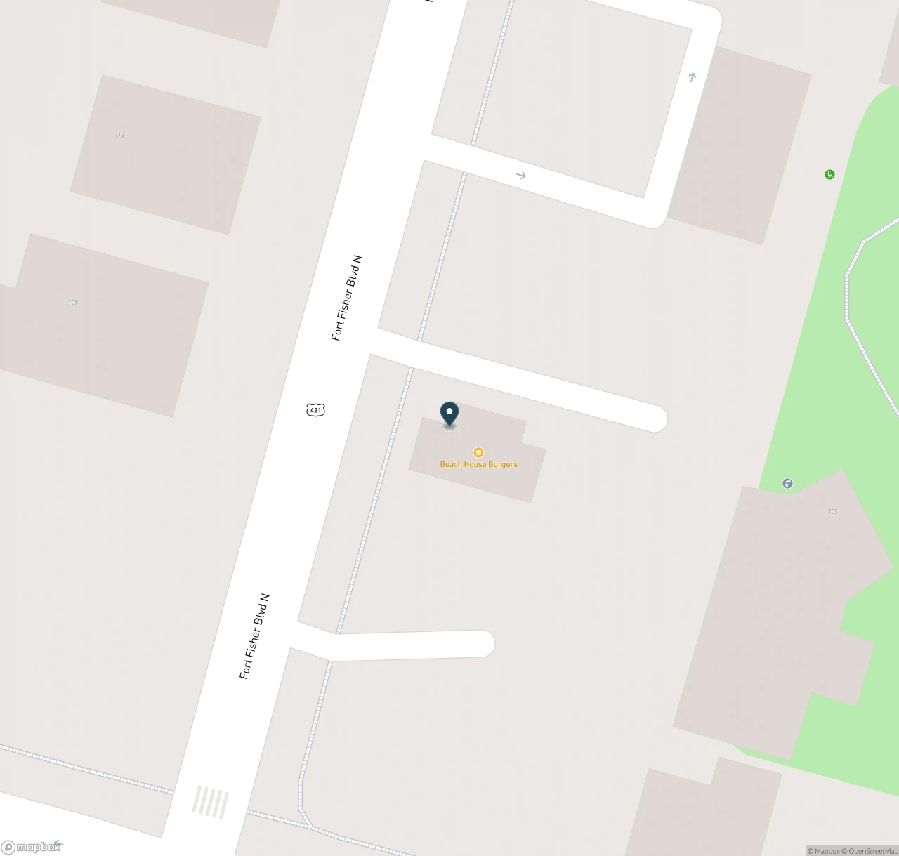 Map showing the location of Beach House Burgers