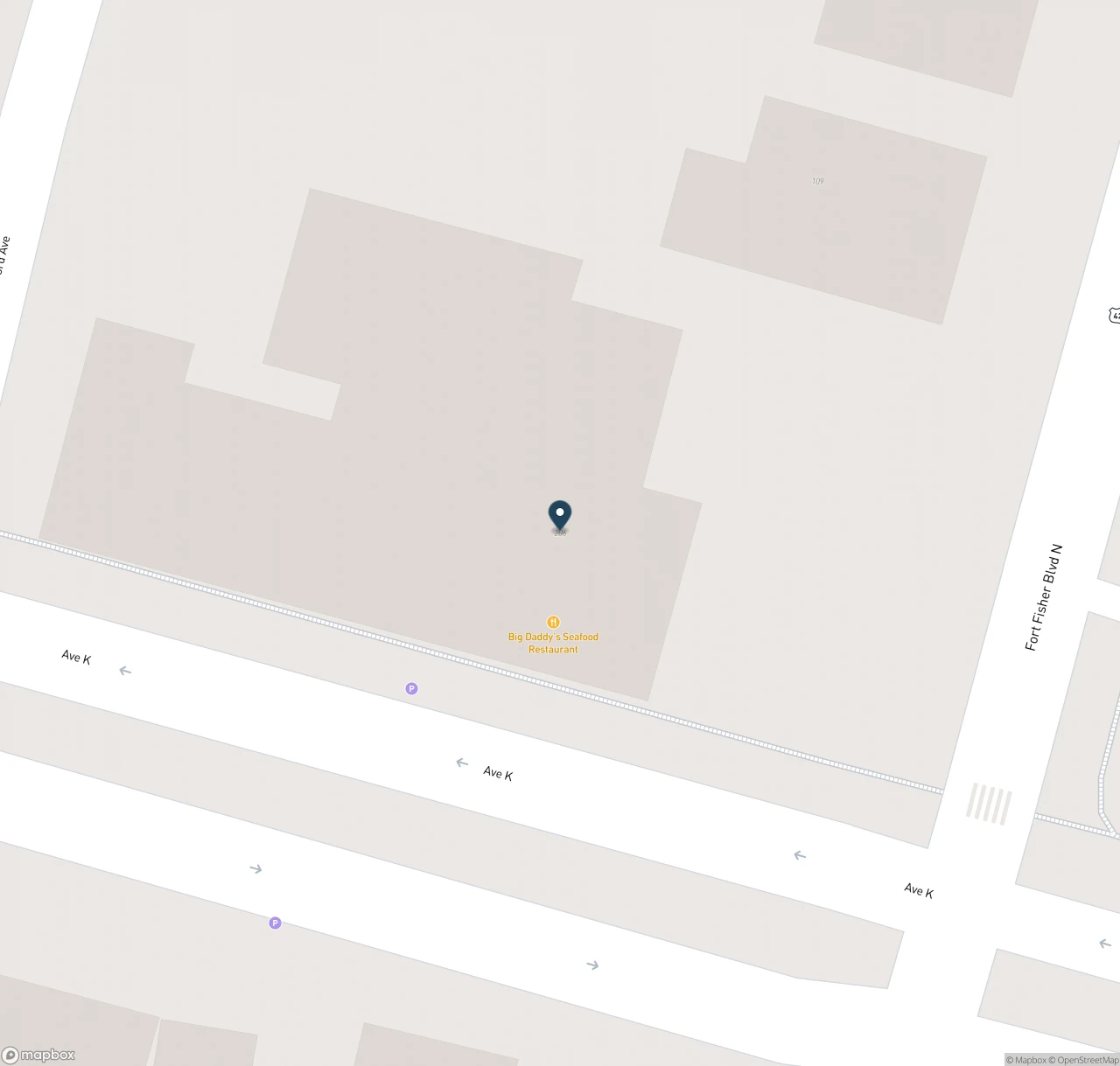 Map showing the location of Big Daddy's Restaurant