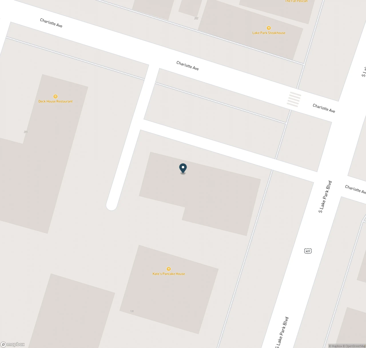 Map showing the location of Kate's Pancake House